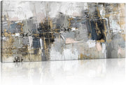 Large Grey Abstract Canvas Wall Art 20x48" Modern Framed Decor