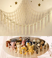 XL Stuffed Animal Hammock Beige Wall Net Toy Storage Kids Room Decor