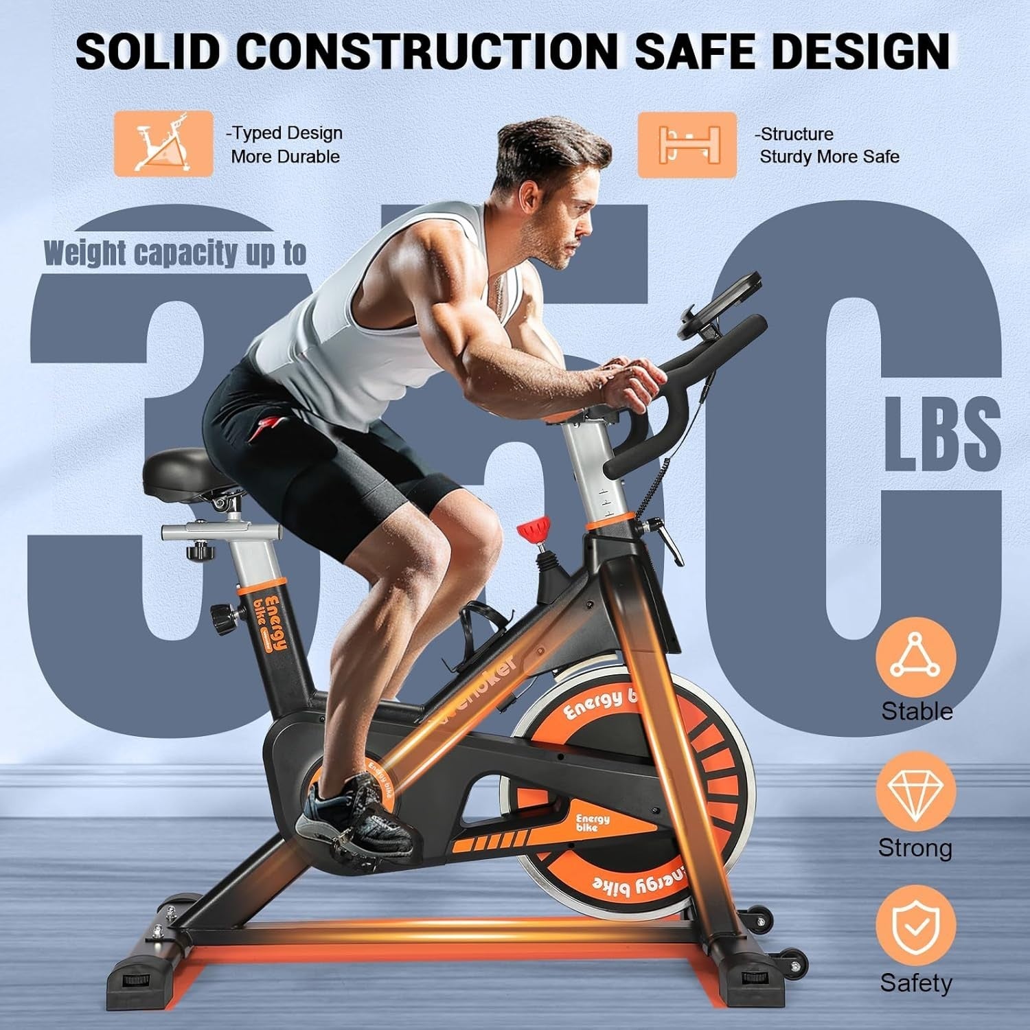 Silent Belt-Drive Indoor Spin Bike w/ Heavy Flywheel, LCD Display & APP Support