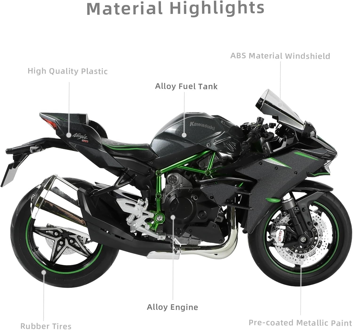 Realistic 1:9 Scale Die-Cast Mini Motorcycle Model, No Assembly Needed