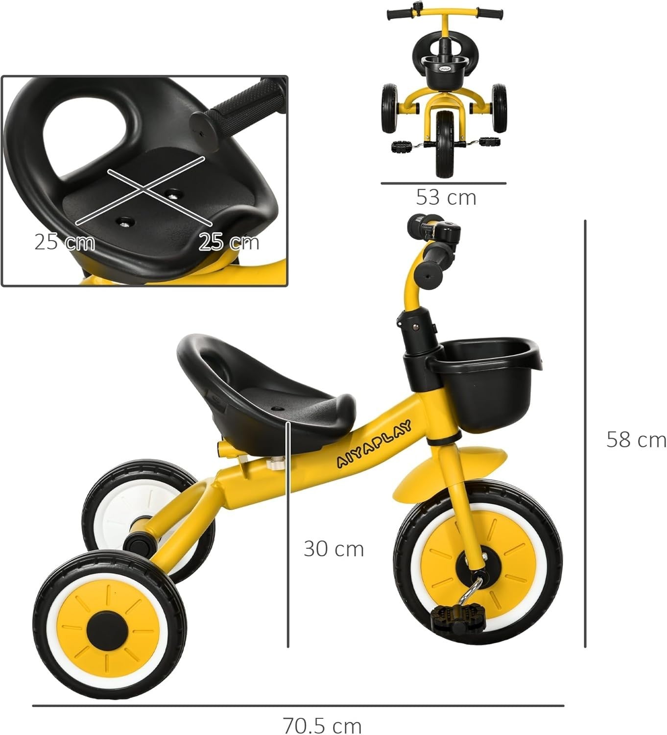 Kids Tricycle with Basket Bell Adjustable Seat Toddler Trike Age 2-5