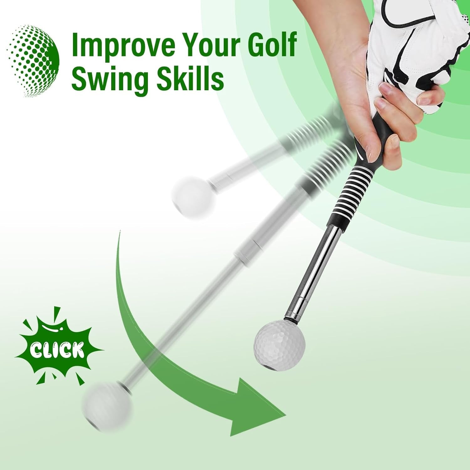 Golf Swing Trainer Retractable Telescopic Practice Stick Click