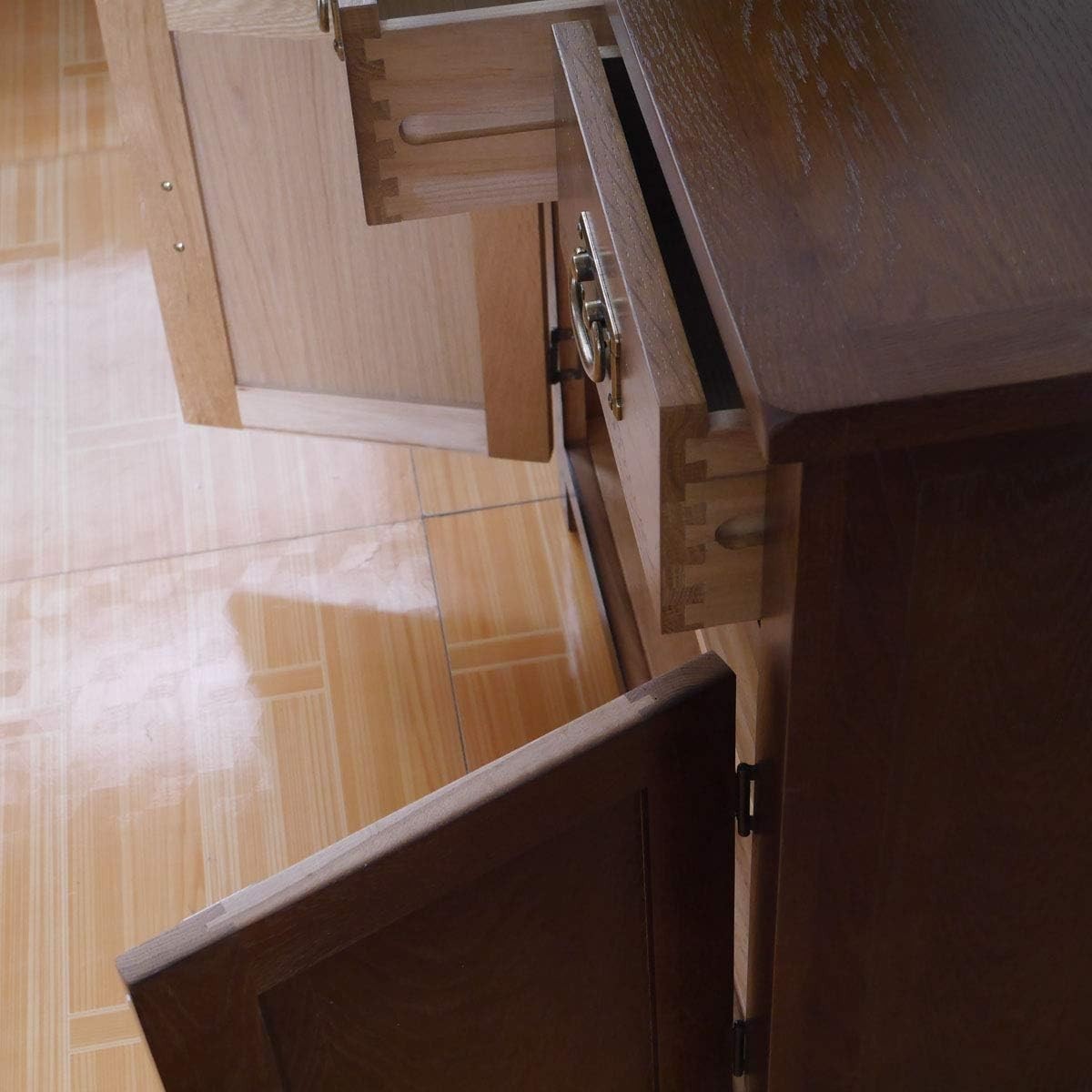 Walnut Oak Sideboard Cabinet – 2 Doors, 2 Drawers – Compact Rustic Storage