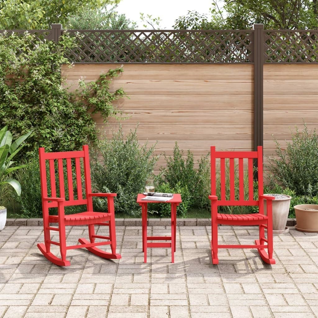 Red Wooden Rocking Chairs for Kids – Safe, Durable, Indoor/Outdoor Use, 2 Pack