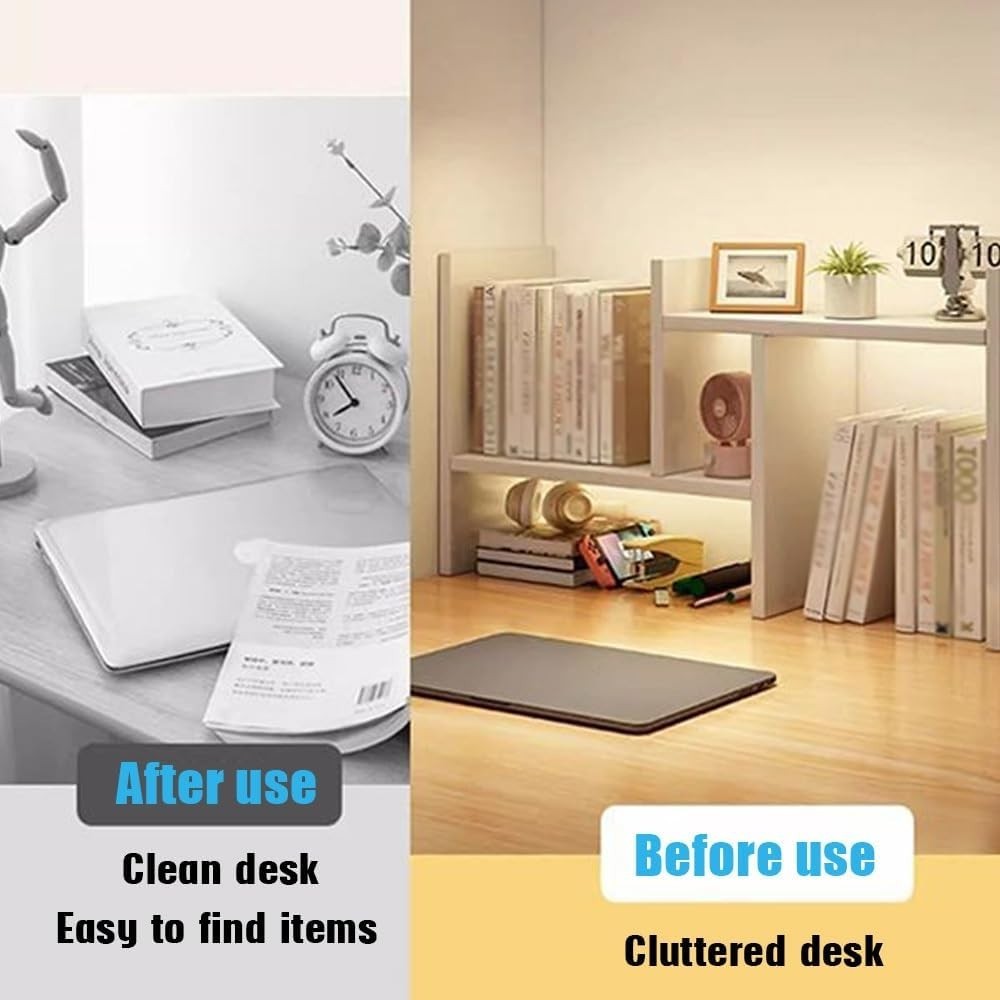 Adjustable Dorm Desk Hutch Organizer | Brown Double-H Desktop Shelf 70cm