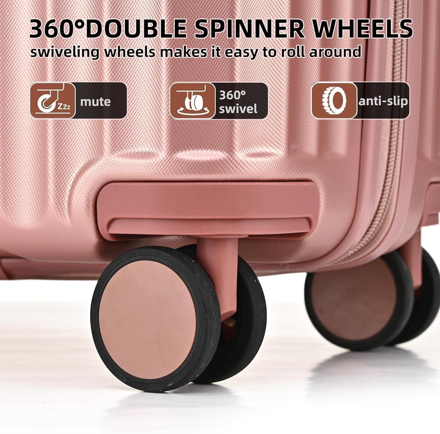 24 Inch Medium Hard Shell Suitcase PC ABS Lightweight Spinner Lock Rose