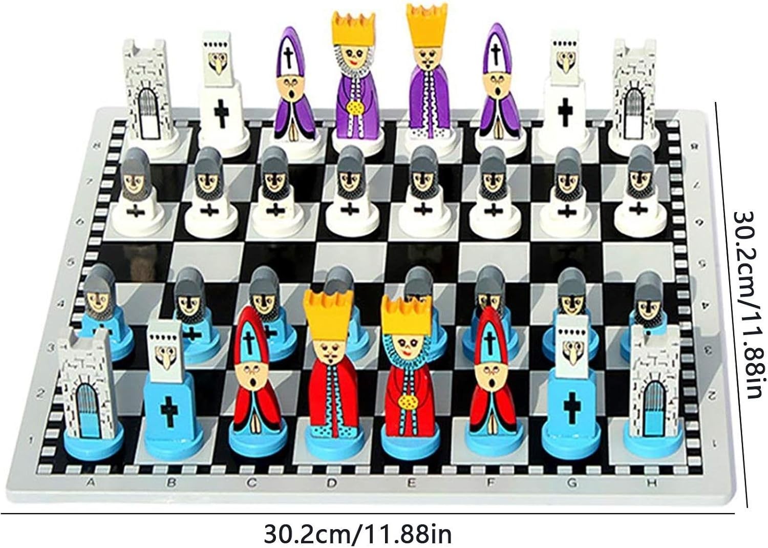 Wooden Cartoon Chess Set for Kids | Portable Board Game | Safe Durable Pieces