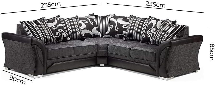 Modern 5 Seater Corner Sofa Set – L Shape 2C2 Sectional with Curved Arms