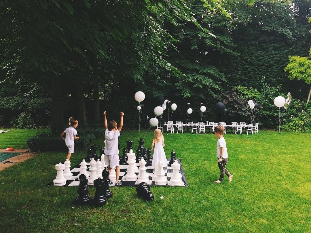 Giant Outdoor Chess Set 60cm King | Full Board + Storage Bags | Garden Fun