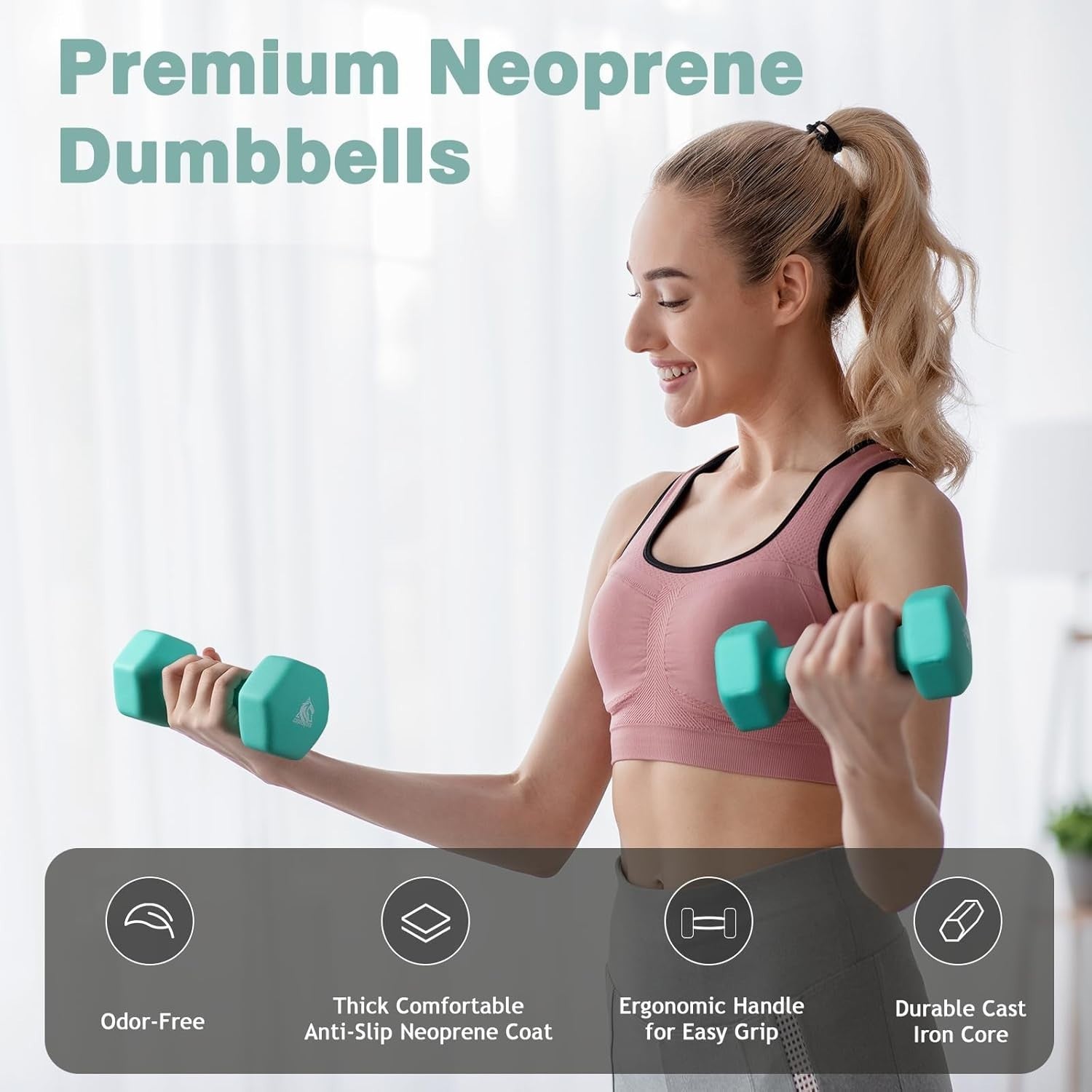 Neoprene Dumbbell Set with Portable Steel Rack, 1–5KG Home Gym