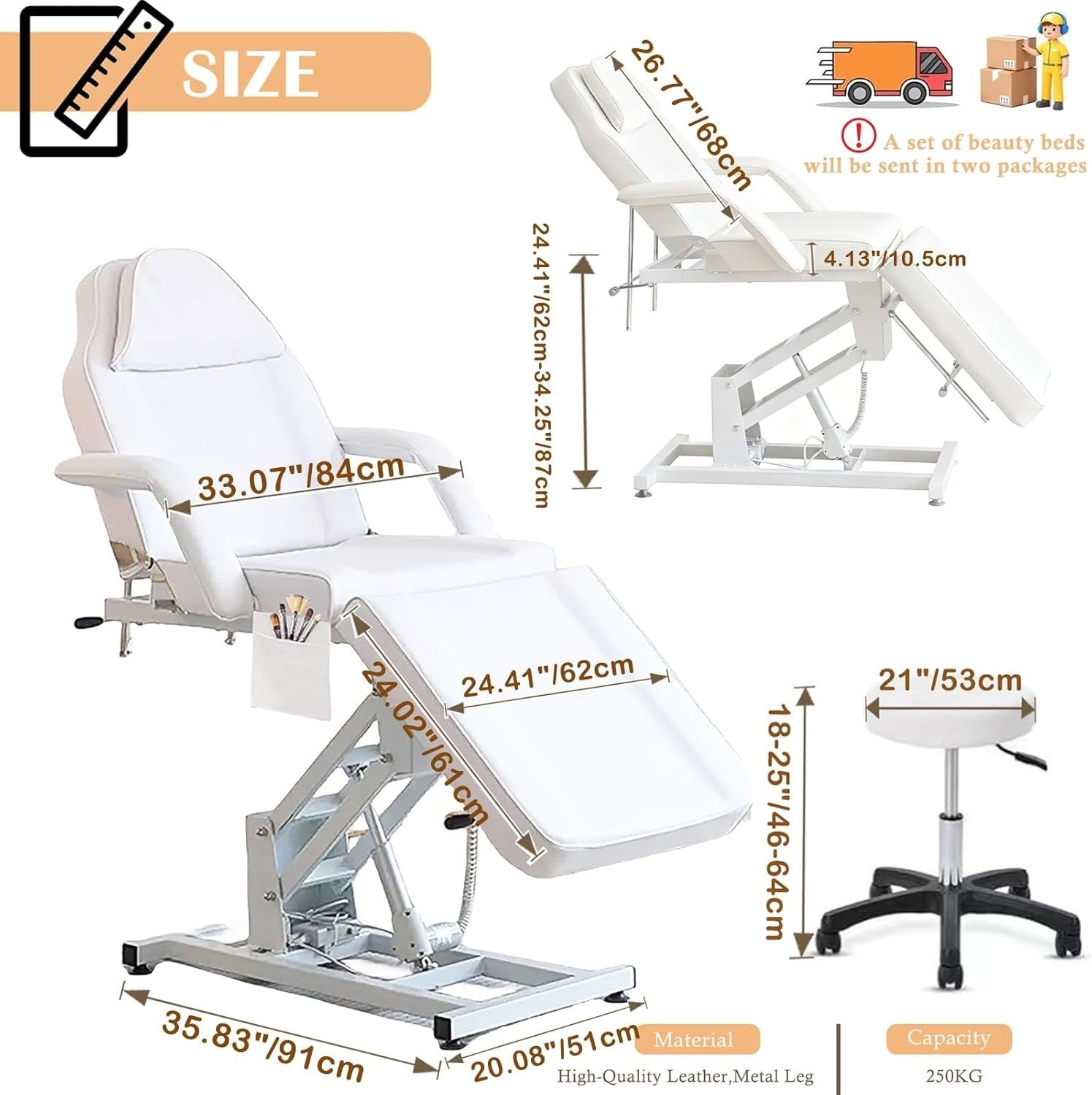 Portable 3-Section Folding Massage Bed Adjustable Therapy Table With Accessories