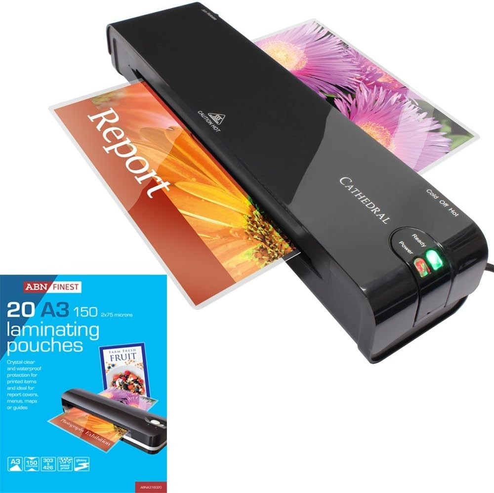 A3 Laminator Fast 2-Min Warm-Up Hot & Cold Anti-Jam + 25 Pouches
