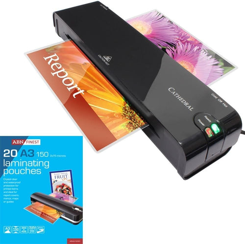 A3 Laminator Fast 2-Min Warm-Up Hot & Cold Anti-Jam + 25 Pouches