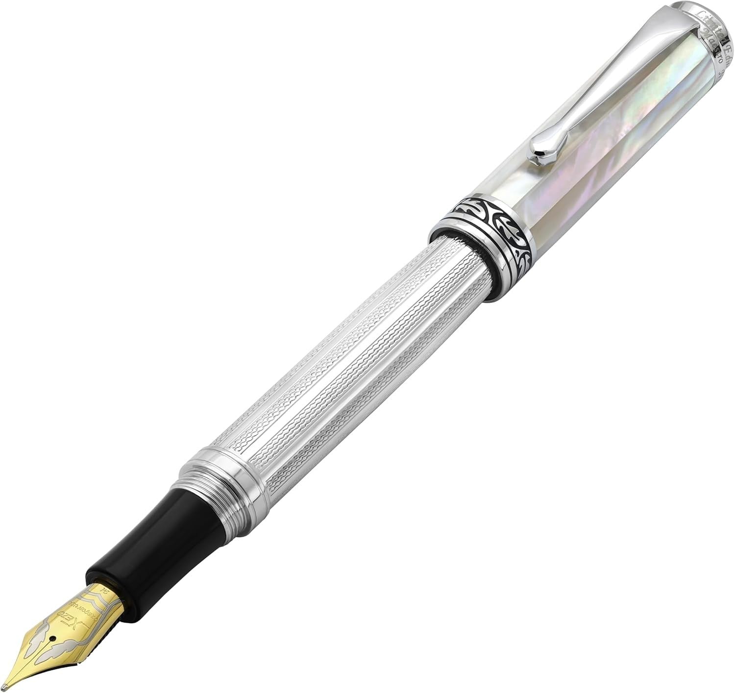 Luxury White Mother of Pearl Fountain Pen Medium-Fine Nib Refillable 148mm