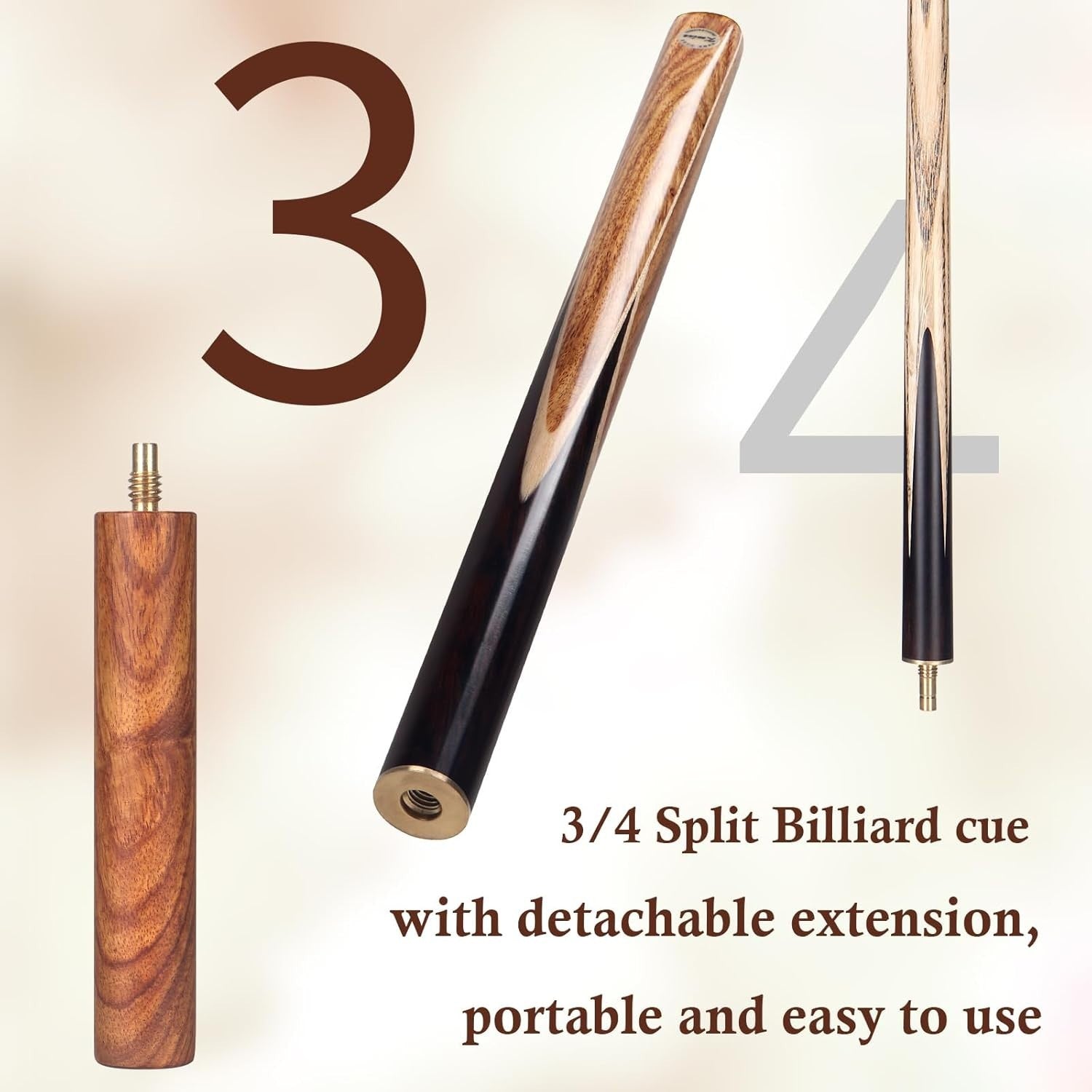 57in 3/4 Snooker Pool Cue Set 19oz 9mm Tip w Extensions Case