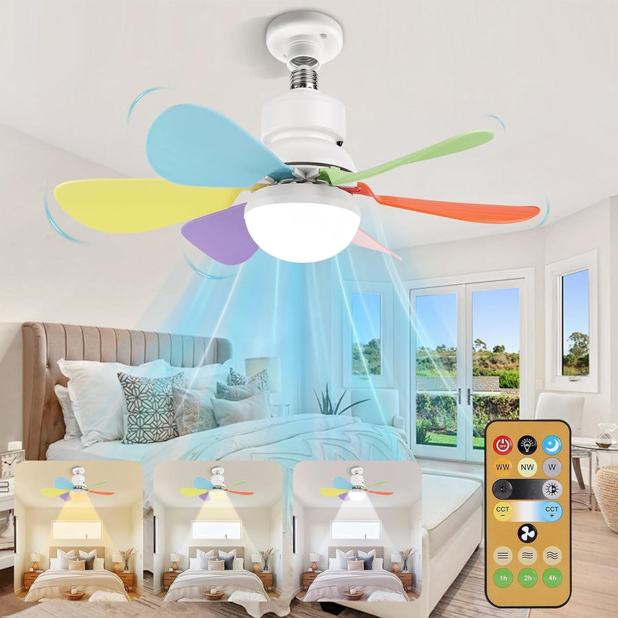 30W Ceiling Fan with Lights Dimmable Remote 6 Blades