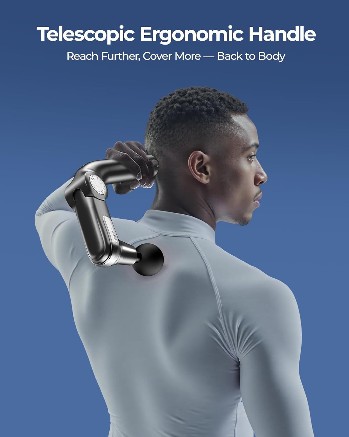 Back Massage Gun w Extendable Handle Deep Tissue Percussion Massager Portable