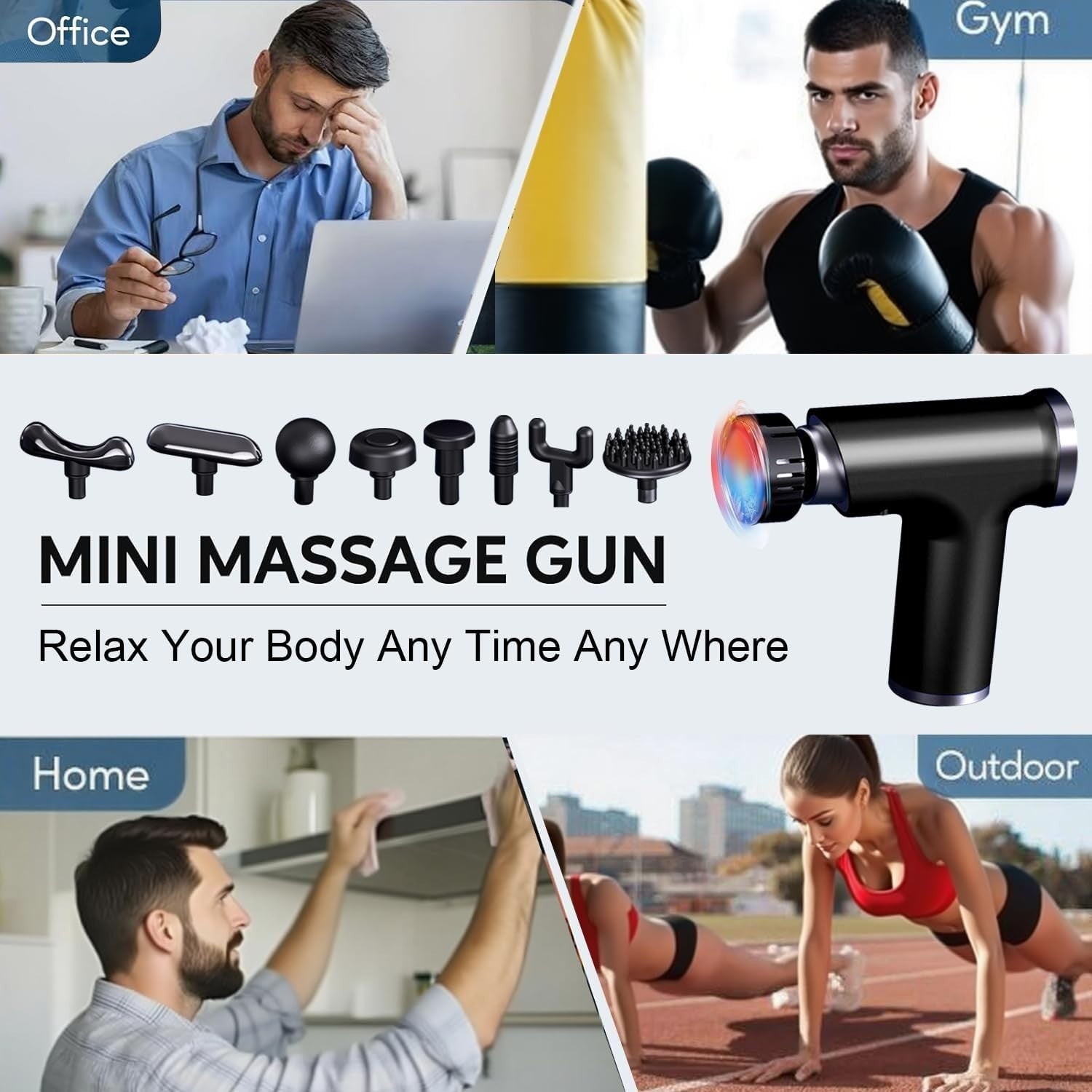 Hot & Cold Massage Gun Deep Tissue Muscle Relief 9 Heads Quiet Cordless