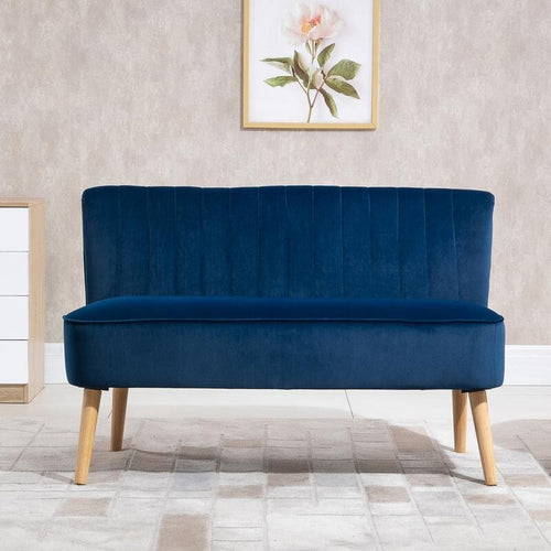 Velvet 2 Seater Sofa High Back Compact Couch for Lounge Office Bedroom