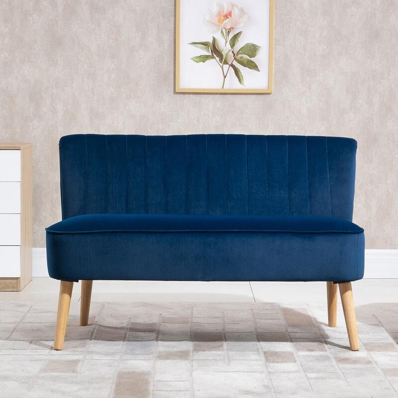 Velvet 2 Seater Sofa High Back Compact Couch for Lounge Office Bedroom