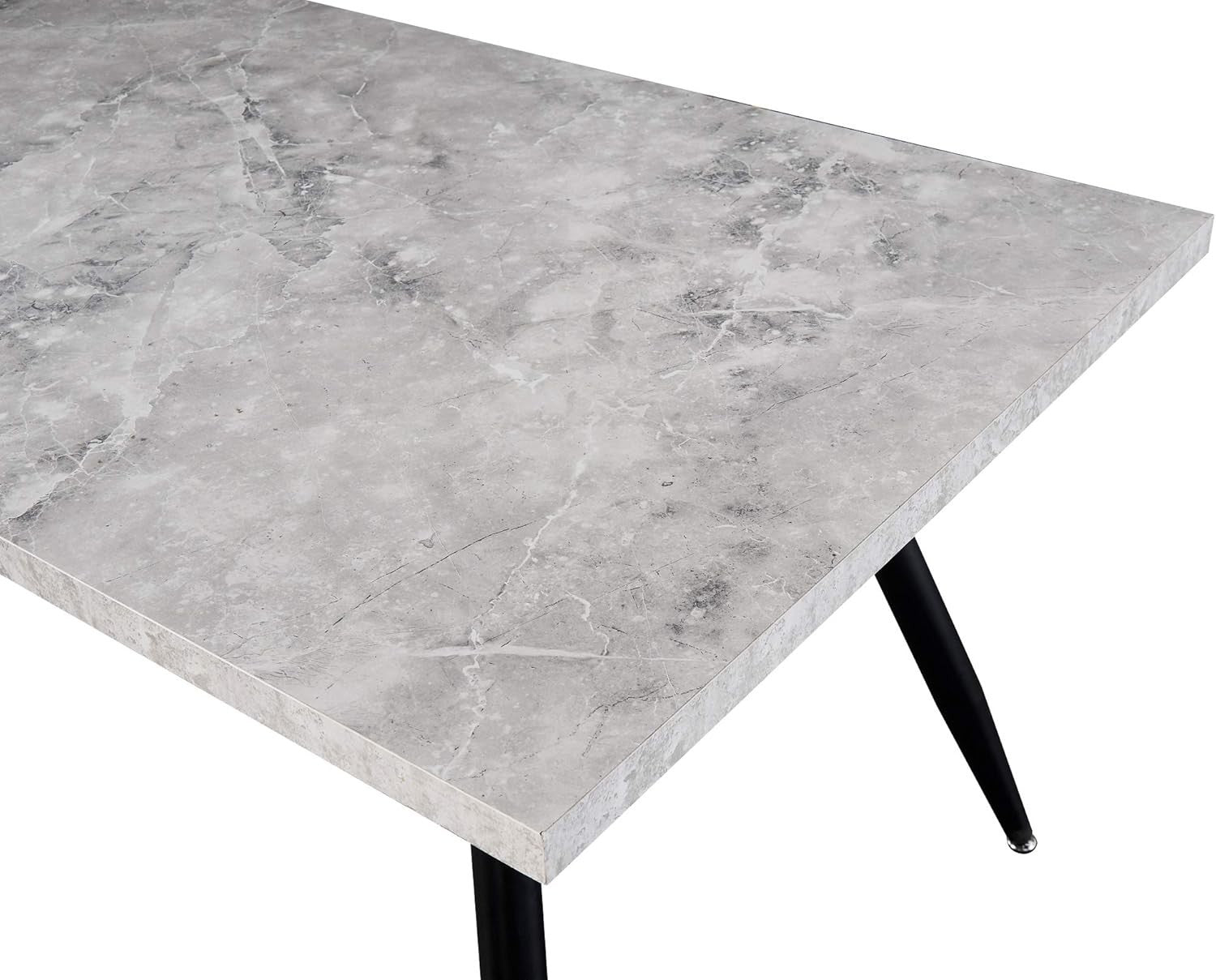Modern Grey Dining Table 150cm Black Metal Legs – Kitchen & Home Use