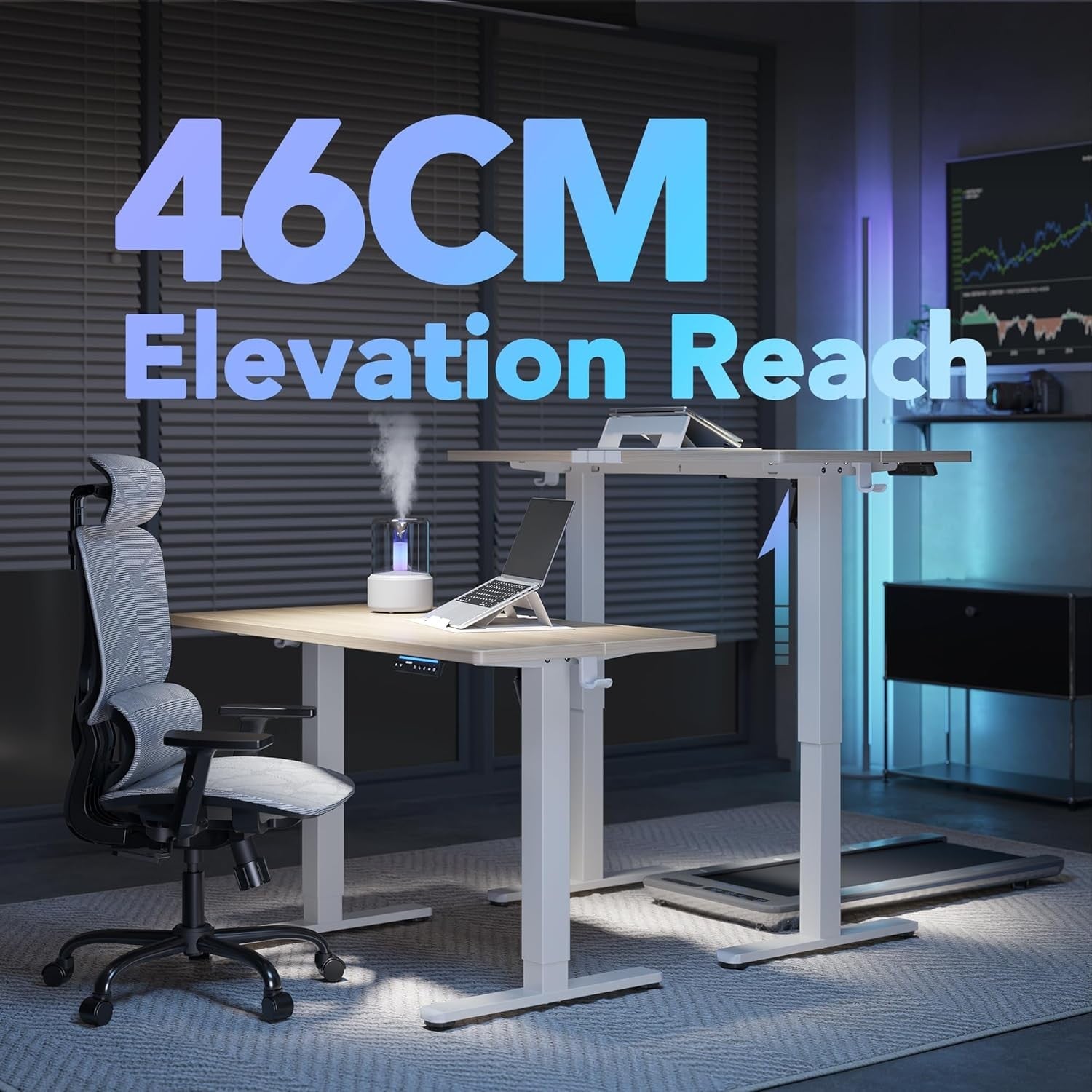 AI Electric Standing Desk Smart App Sit Stand Height Adjustable 120x60cm