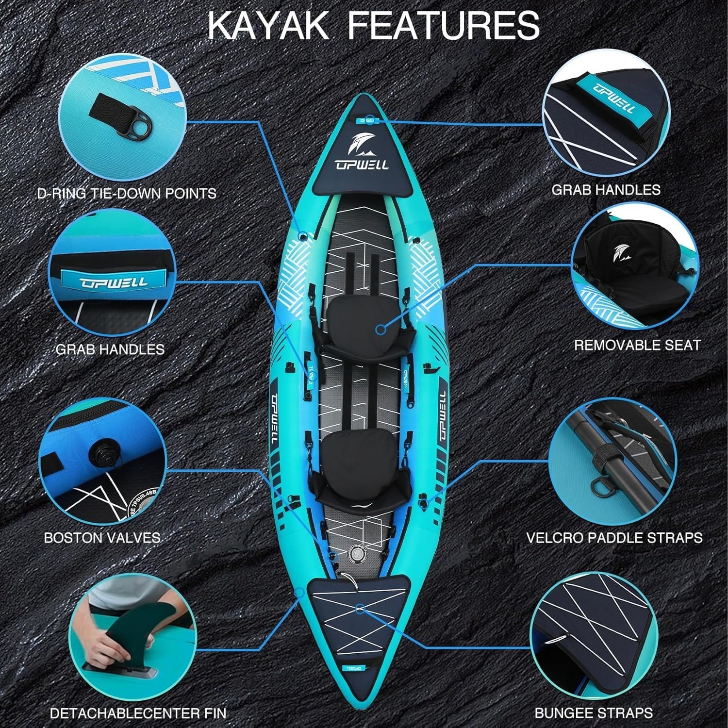 2 Person Inflatable Kayak Set w/ Paddles Pump High Back Seats