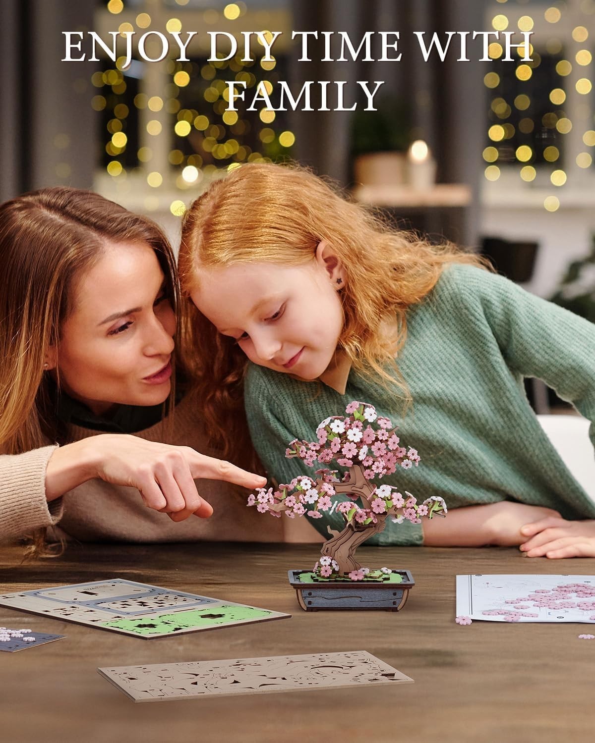 3D Wooden Sakura Bonsai Puzzle Kit - DIY Home Decor, Hand-Eye Skill Toy