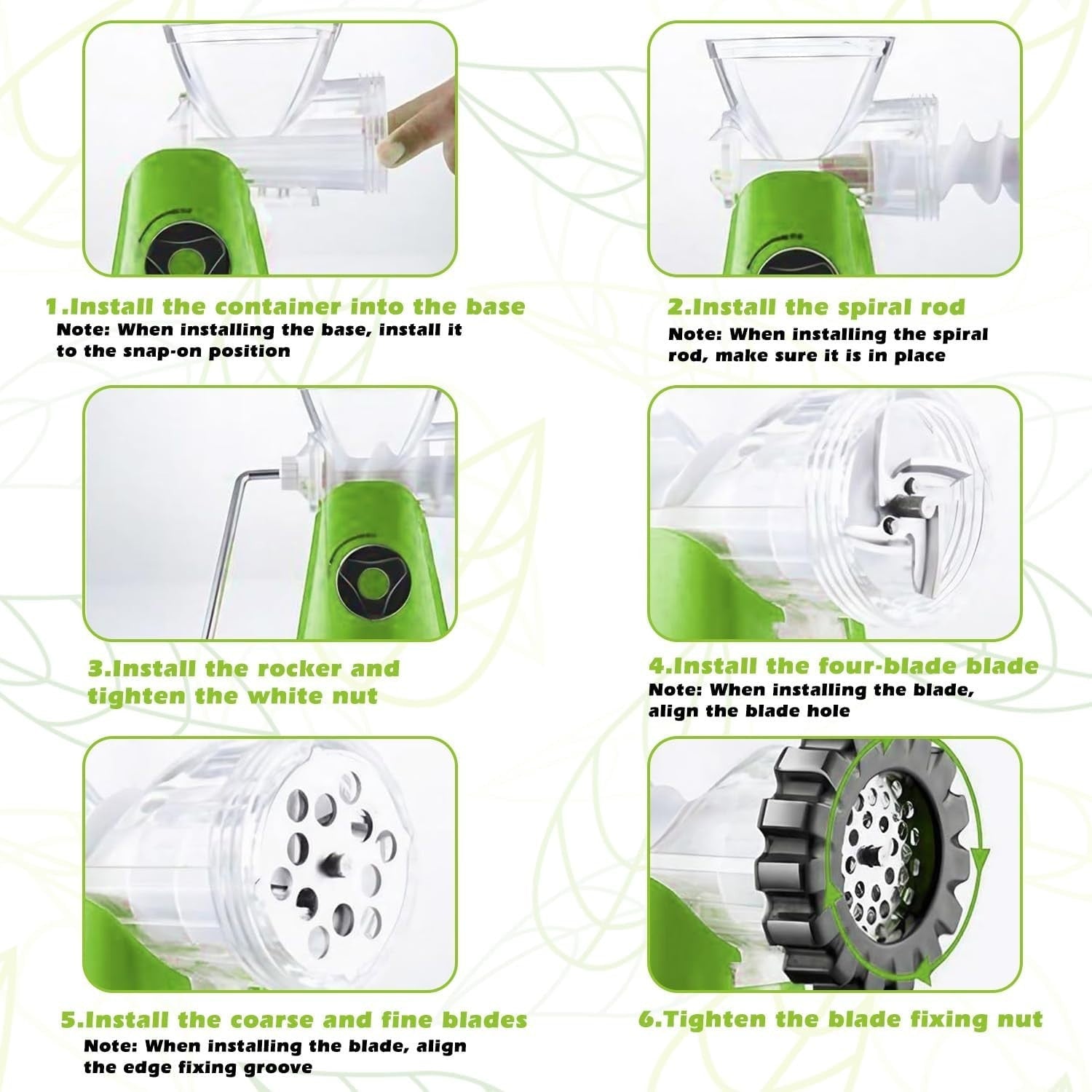 6 in 1 Manual Meat Grinder Sausage Stuffer Mincer Suction Base