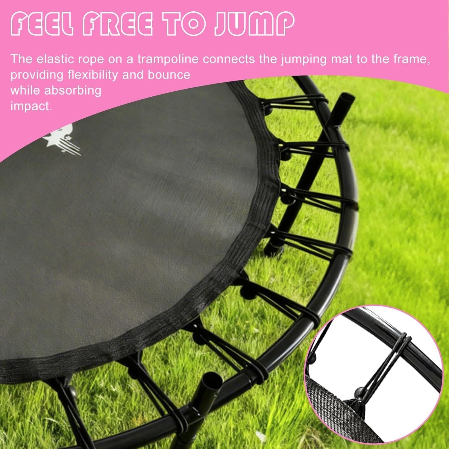 55” Kids Mini Trampoline w Safety Enclosure Indoor Outdoor Junior Play
