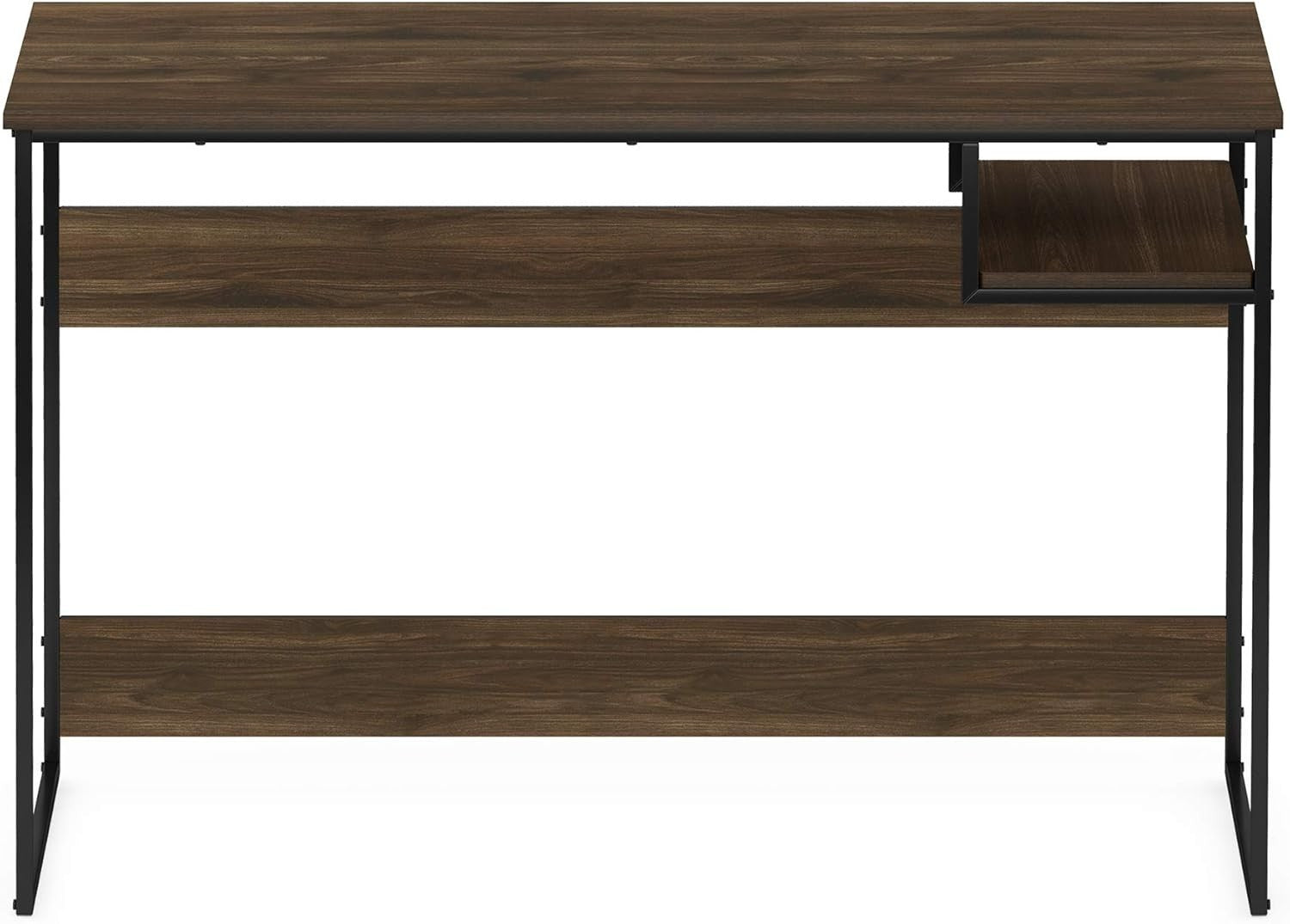 Modern Walnut Study Desk with Storage Shelf, 114x51x75cm Home Office Table