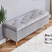 Modern Velvet Storage Bench Ottoman with Gold Legs - Storage Footrest Seating