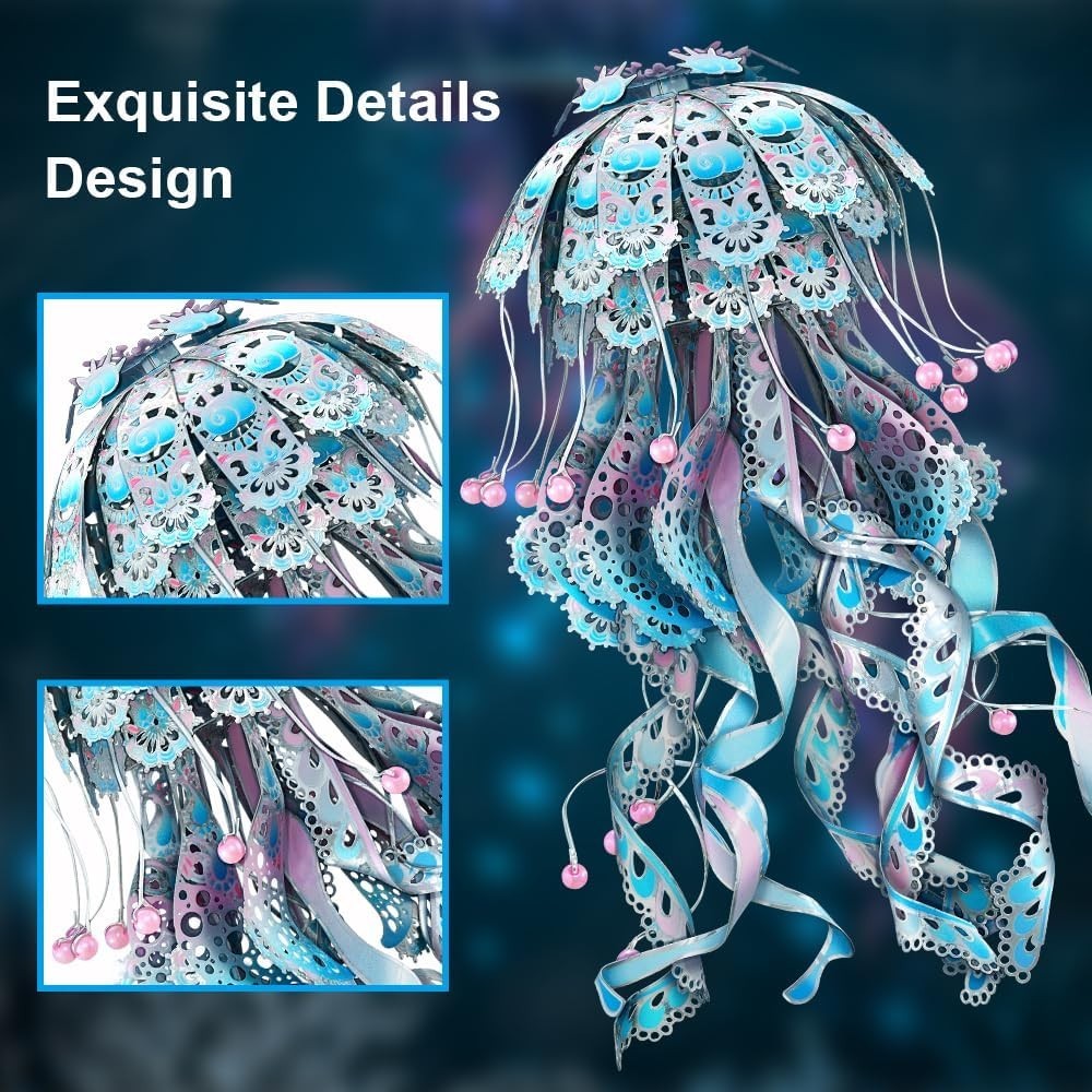 3D Metal Jellyfish Puzzle Kit Adult DIY Ocean Decor Model Gift Craft