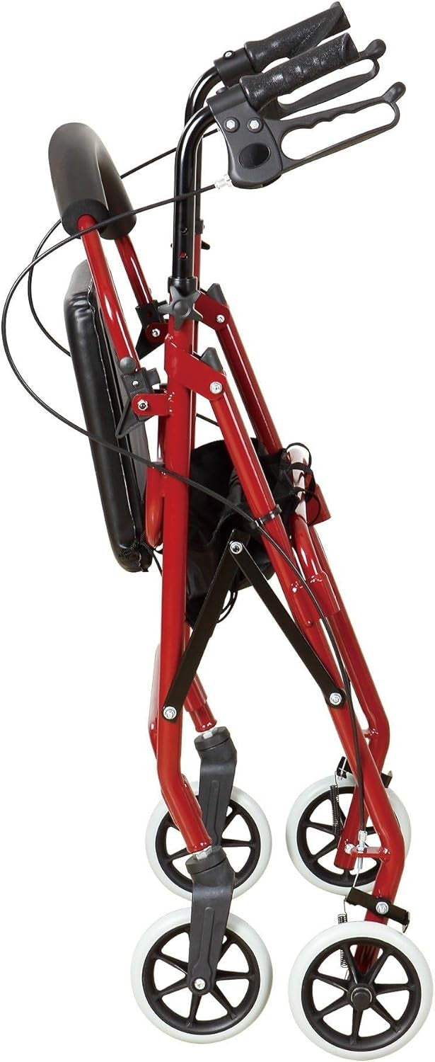 4 Wheel Rollator Walker with Seat Folding Lightweight Mobility Aid Basket