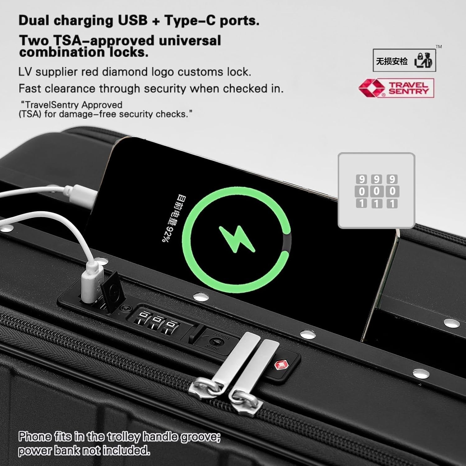 24” Dual Access Checked Suitcase Front Back Open Hard Shell