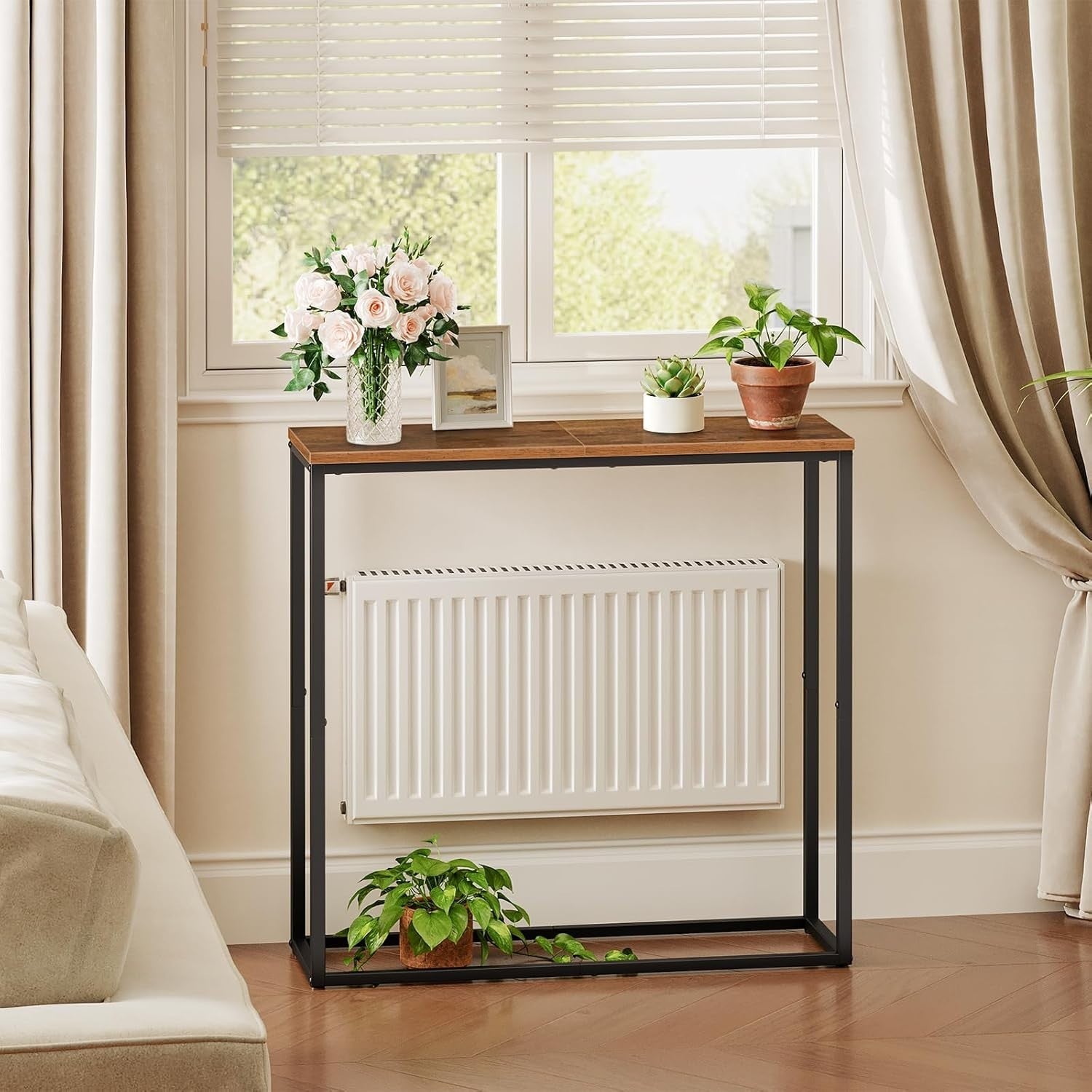 Slim Narrow Console Table with Adjustable Feet for Small Spaces