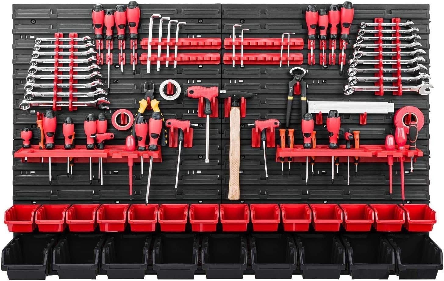 Wall Mounted Garage Tool Organizer Peg Board Storage Rack Set