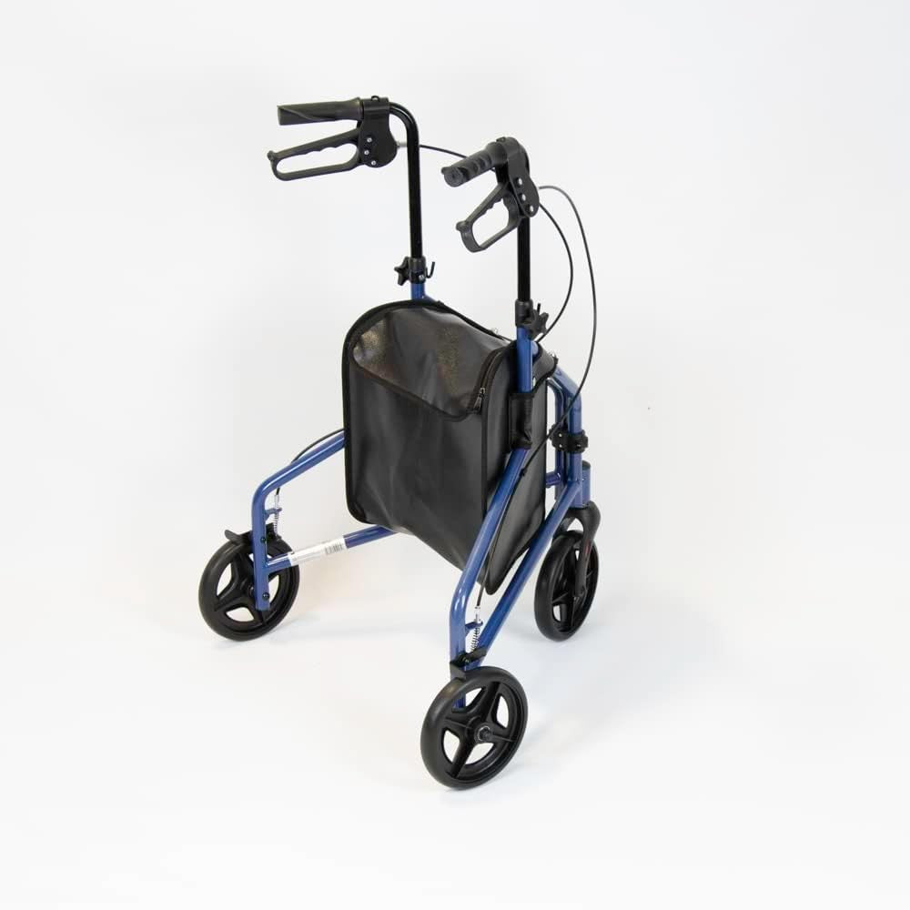3 Wheel Rollator Walker Lightweight Folding Mobility Aid with Brakes & Bag