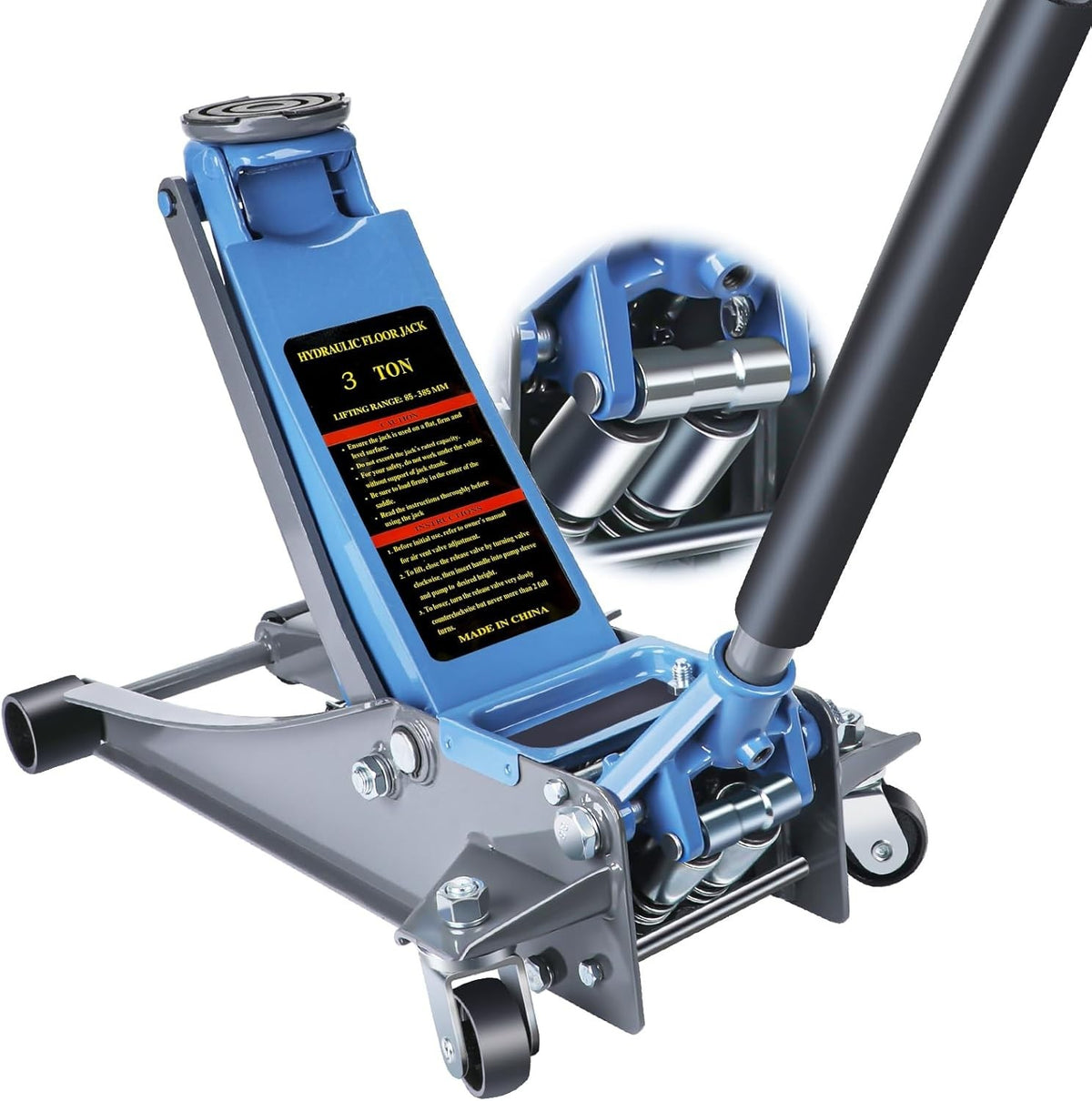 3 Ton Low Profile Hydraulic Floor Jack 2.87–19.69" Dual Piston Quick Lift Blue
