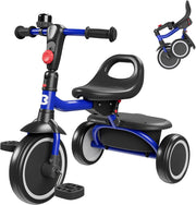 Kids Tricycle Toddler Trike Foldable Ride On Bike Blue Age 18M-5Y