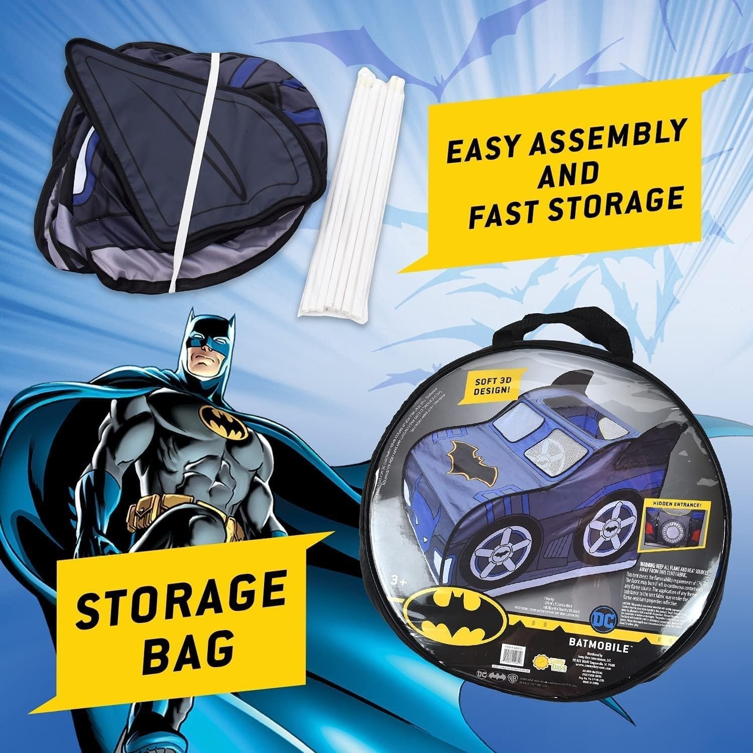 Superhero Car Pop Up Play Tent Large Indoor Kids Playhouse