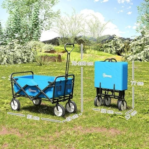 Portable Folding Camping Trolley 90L Garden Festival Cart on Wheels