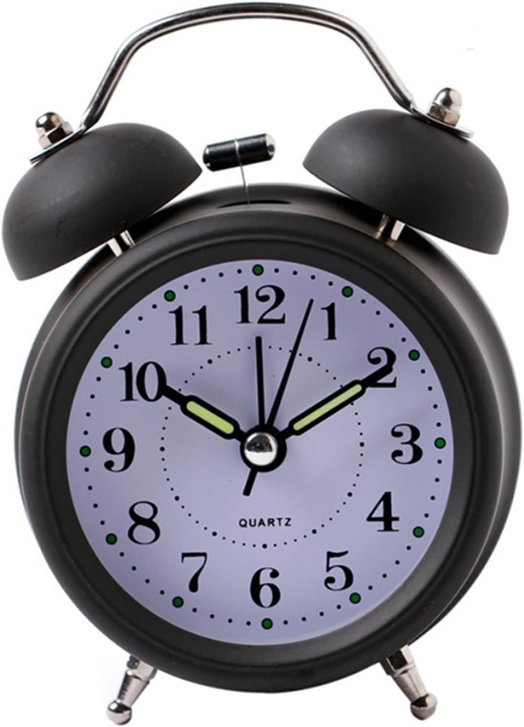 Loud Twin Bell Alarm Clock Silent Non Ticking Retro Metal Heavy Sleepers