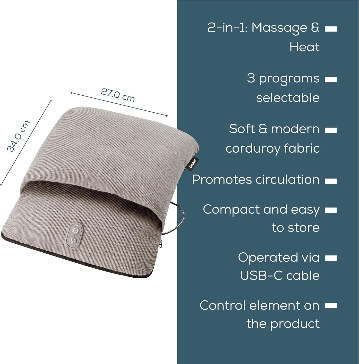 Heated Foot Massager & Warmer Cushion w/ Vibration USB-C