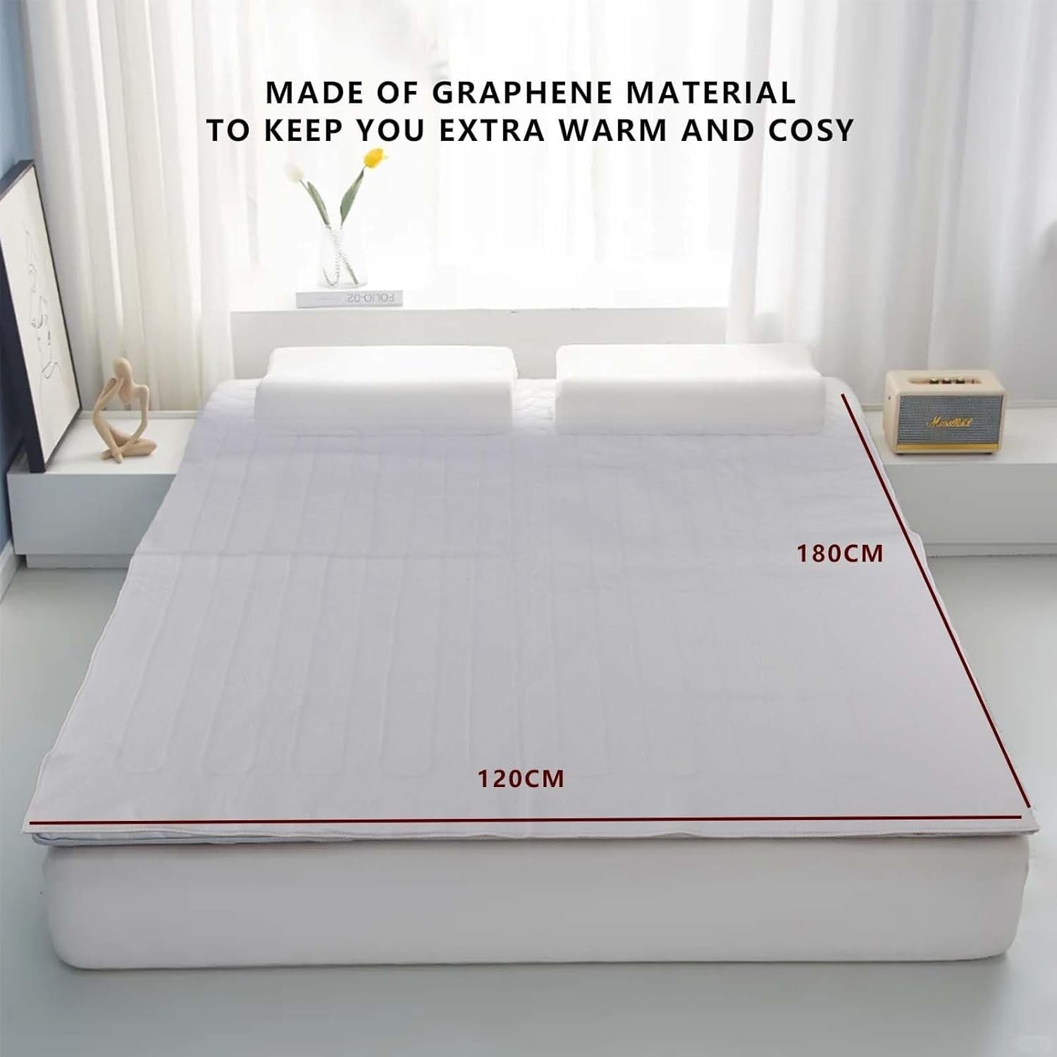 Electric Heated Underblanket Double 3 Heat Settings Washable Bed Warmer