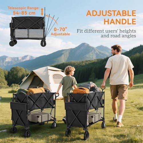 350L Double Decker Foldable Festival Trolley Cart with Wheels & Handle