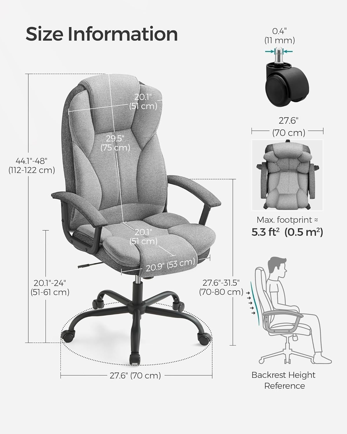 Ergonomic Office Chair Reclining Desk Chair for Home/Gaming Adjust Height 150KG