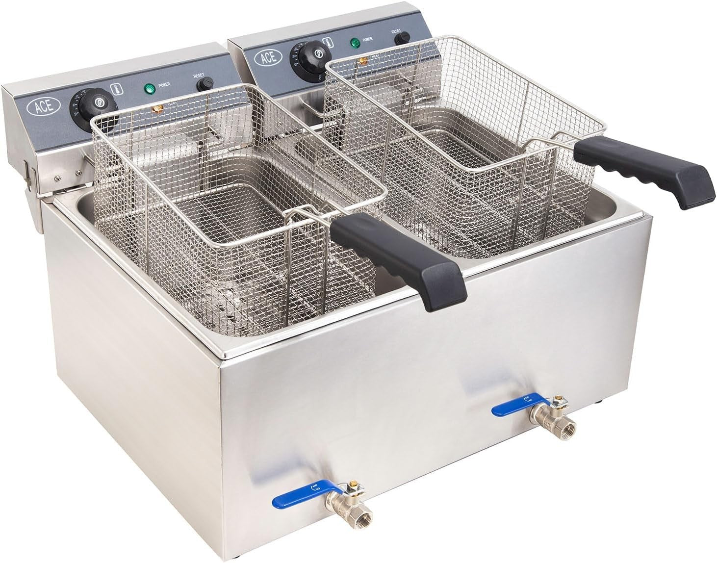 17L Electric Deep Fryer with Drain Tap 3000W Stainless Steel