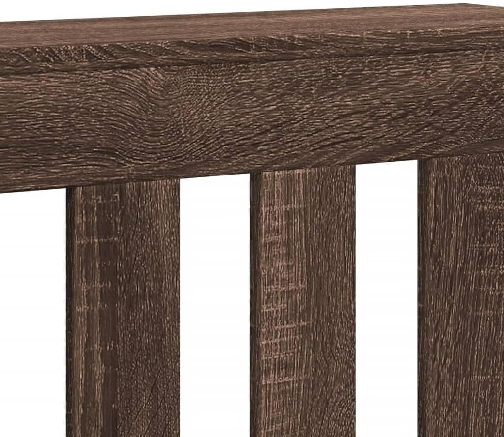 Brown Oak Radiator Cover Shelf | Slatted Wood Design 149x20x82cm