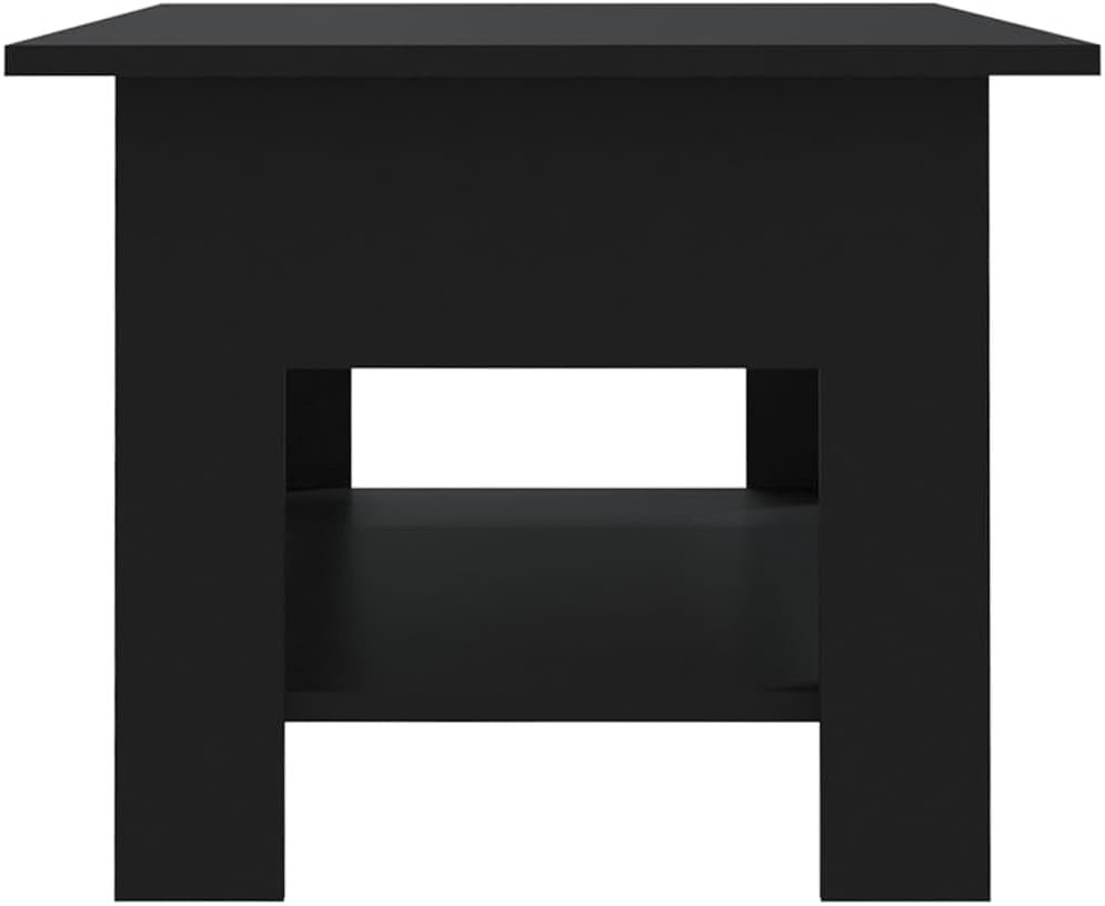 Modern Black Coffee Table with Storage Shelf – Stylish & Space-Saving Design